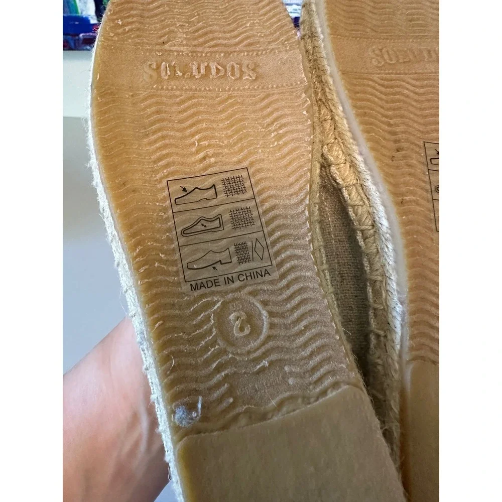 Soludos Oranges Espadrille Flats in Beige Citrus| Size 8
